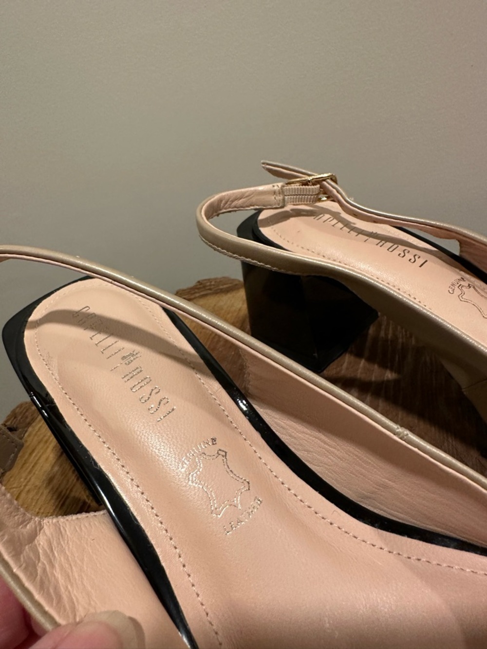 Two-Tone Slingback Pumps in Cream and Black - Picture 2 of 8